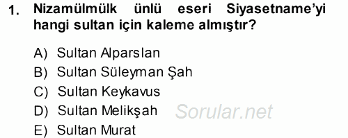 Siyaset Bilimi 2014 - 2015 Tek Ders Sınavı 1.Soru