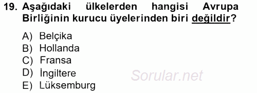 Siyaset Bilimi 2014 - 2015 Tek Ders Sınavı 19.Soru