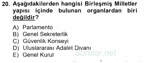 Siyaset Bilimi 2014 - 2015 Tek Ders Sınavı 20.Soru