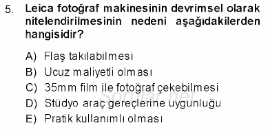 Fotoğraf Tarihi 2013 - 2014 Dönem Sonu Sınavı 5.Soru