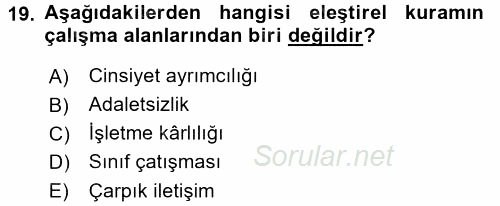 Örgüt Kuramı 2015 - 2016 Dönem Sonu Sınavı 19.Soru