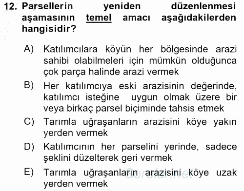 Tarımsal Yapılar ve Sulama 2015 - 2016 Dönem Sonu Sınavı 12.Soru