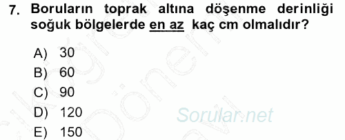 Tarımsal Yapılar ve Sulama 2015 - 2016 Dönem Sonu Sınavı 7.Soru