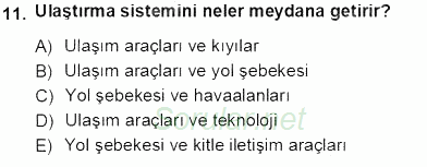 Turizm Coğrafyası 2013 - 2014 Tek Ders Sınavı 11.Soru