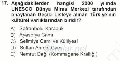 Turizm Coğrafyası 2013 - 2014 Tek Ders Sınavı 17.Soru