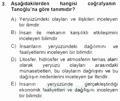 Turizm Coğrafyası 2013 - 2014 Tek Ders Sınavı 3.Soru