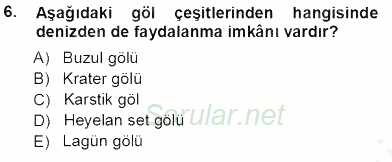 Turizm Coğrafyası 2013 - 2014 Tek Ders Sınavı 6.Soru