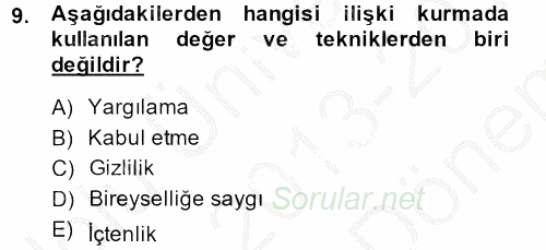 Görüşme Teknikleri 2013 - 2014 Dönem Sonu Sınavı 9.Soru