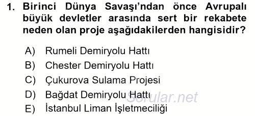 Türk Dış Politikası 1 2016 - 2017 Ara Sınavı 1.Soru