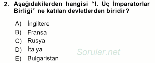 Türk Dış Politikası 1 2016 - 2017 Ara Sınavı 2.Soru