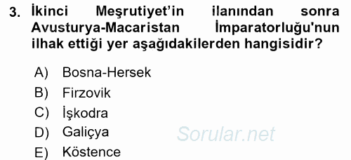 Türk Dış Politikası 1 2016 - 2017 Ara Sınavı 3.Soru