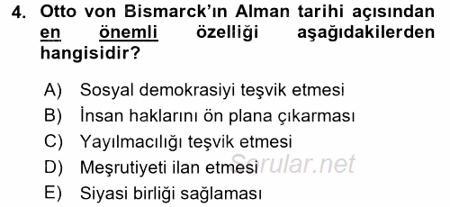 Türk Dış Politikası 1 2016 - 2017 Ara Sınavı 4.Soru