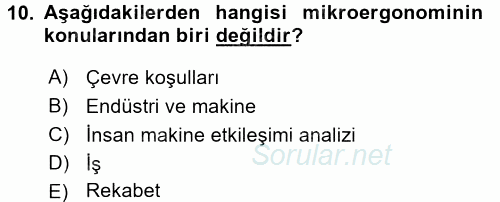 Verimlilik Yönetimi 2015 - 2016 Dönem Sonu Sınavı 10.Soru