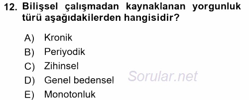 Verimlilik Yönetimi 2015 - 2016 Dönem Sonu Sınavı 12.Soru