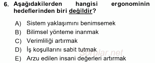 Verimlilik Yönetimi 2015 - 2016 Dönem Sonu Sınavı 6.Soru