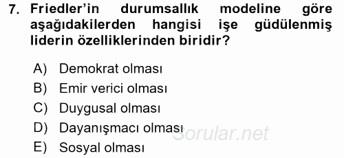 Sosyal Psikoloji 2 2015 - 2016 Ara Sınavı 7.Soru