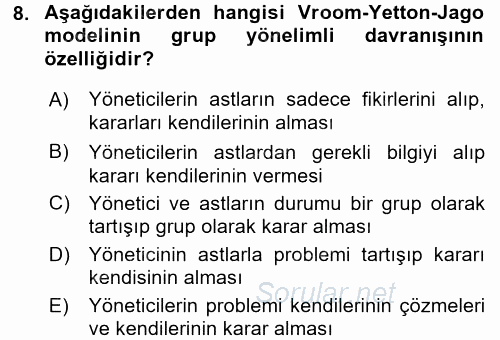 Sosyal Psikoloji 2 2015 - 2016 Ara Sınavı 8.Soru