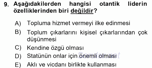 Sosyal Psikoloji 2 2015 - 2016 Ara Sınavı 9.Soru