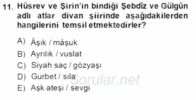 Türk Edebiyatının Mitolojik Kaynakları 2014 - 2015 Dönem Sonu Sınavı 11.Soru
