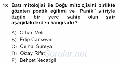 Türk Edebiyatının Mitolojik Kaynakları 2014 - 2015 Dönem Sonu Sınavı 18.Soru