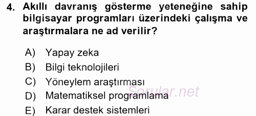 Lojistikte Teknoloji Kullanımı 2016 - 2017 Dönem Sonu Sınavı 4.Soru