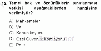 Özel Güvenlik Hukuku 2 2014 - 2015 Ara Sınavı 15.Soru