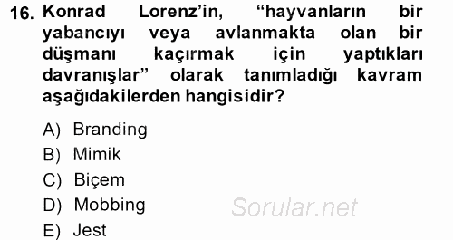 Etkili İletişim Teknikleri 2014 - 2015 Ara Sınavı 16.Soru