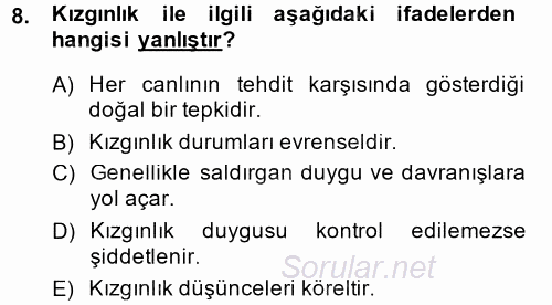 Etkili İletişim Teknikleri 2014 - 2015 Ara Sınavı 8.Soru