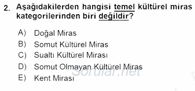 Kültürel Miras Yönetimi 2015 - 2016 Dönem Sonu Sınavı 2.Soru