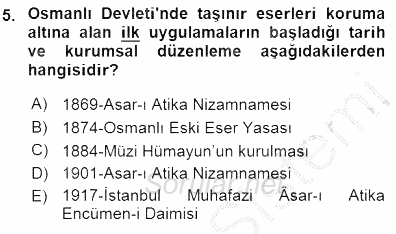 Kültürel Miras Yönetimi 2015 - 2016 Dönem Sonu Sınavı 5.Soru