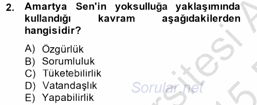 Toplumsal Tabakalaşma ve Eşitsizlik 2014 - 2015 Dönem Sonu Sınavı 2.Soru