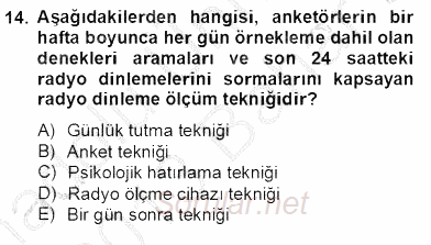 Marka İletişiminde Analiz ve Araştırma 1 2012 - 2013 Dönem Sonu Sınavı 14.Soru