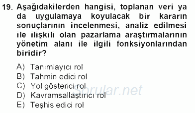 Marka İletişiminde Analiz ve Araştırma 1 2012 - 2013 Dönem Sonu Sınavı 19.Soru