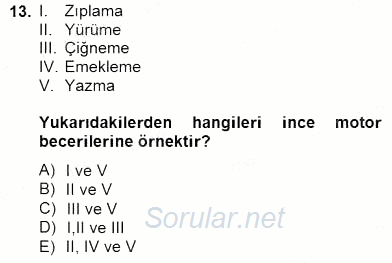 Özel Eğitim 2014 - 2015 Dönem Sonu Sınavı 13.Soru