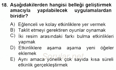 Özel Eğitim 2014 - 2015 Dönem Sonu Sınavı 18.Soru