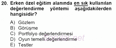 Özel Eğitim 2014 - 2015 Dönem Sonu Sınavı 20.Soru
