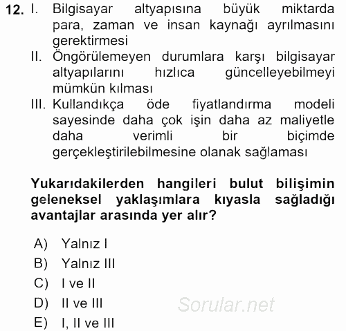 Yeni İletişim Teknolojileri 2017 - 2018 3 Ders Sınavı 12.Soru