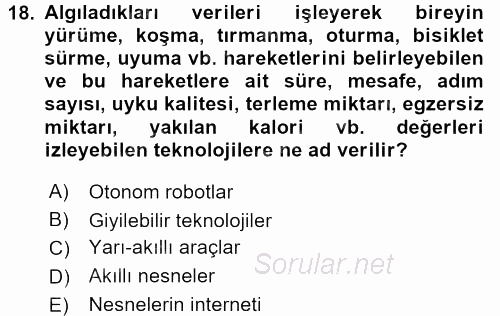 Yeni İletişim Teknolojileri 2017 - 2018 3 Ders Sınavı 18.Soru