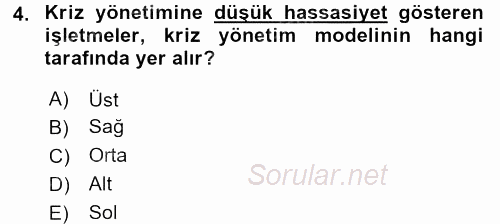 Kriz İletişimi Ve Yönetimi 2015 - 2016 Dönem Sonu Sınavı 4.Soru