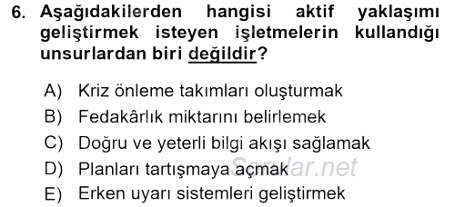 Kriz İletişimi Ve Yönetimi 2015 - 2016 Dönem Sonu Sınavı 6.Soru