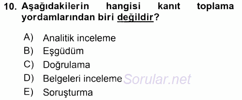 Muhasebe Denetimi 2016 - 2017 Ara Sınavı 10.Soru