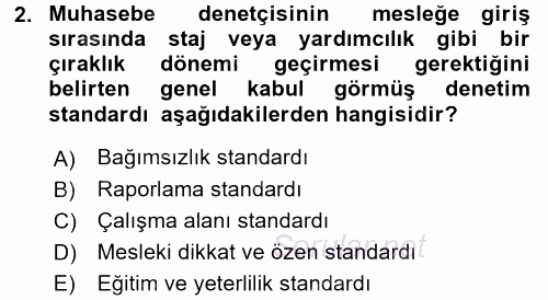 Muhasebe Denetimi 2016 - 2017 Ara Sınavı 2.Soru