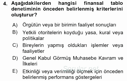 Muhasebe Denetimi 2016 - 2017 Ara Sınavı 4.Soru