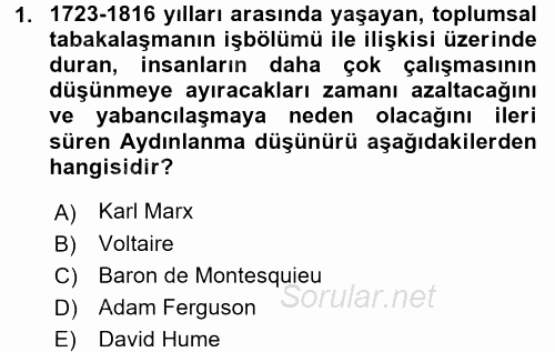 Sosyolojide Araştırma Yöntem ve Teknikleri 2016 - 2017 Ara Sınavı 1.Soru