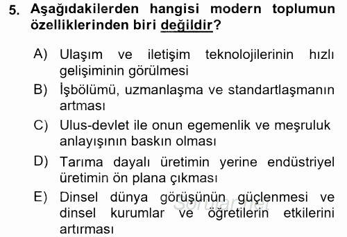 Sosyolojide Araştırma Yöntem ve Teknikleri 2016 - 2017 Ara Sınavı 5.Soru