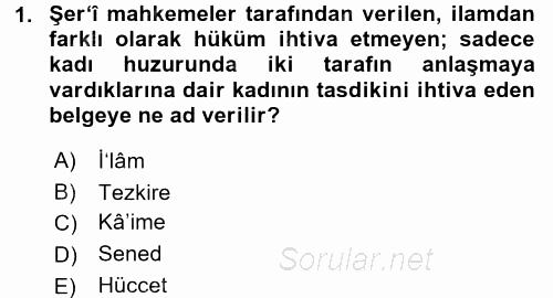 Osmanlı Türkçesi Metinleri 2 2017 - 2018 Dönem Sonu Sınavı 1.Soru