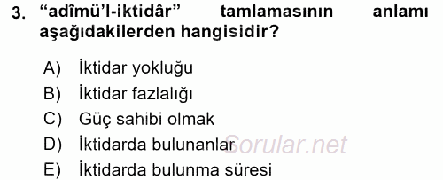 Osmanlı Türkçesi Metinleri 2 2017 - 2018 Dönem Sonu Sınavı 3.Soru