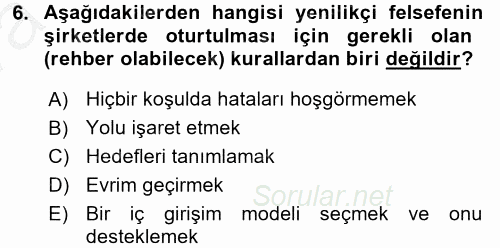 Girişimcilik 2016 - 2017 Ara Sınavı 6.Soru