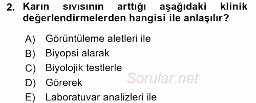Temel Klinik Bilgisi 2016 - 2017 3 Ders Sınavı 2.Soru