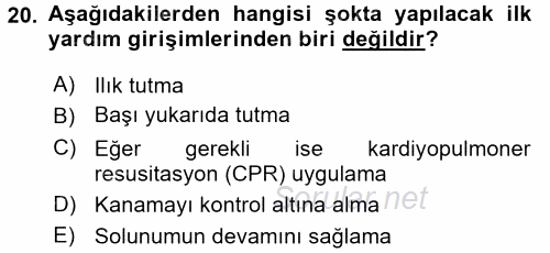 Temel Klinik Bilgisi 2016 - 2017 3 Ders Sınavı 20.Soru